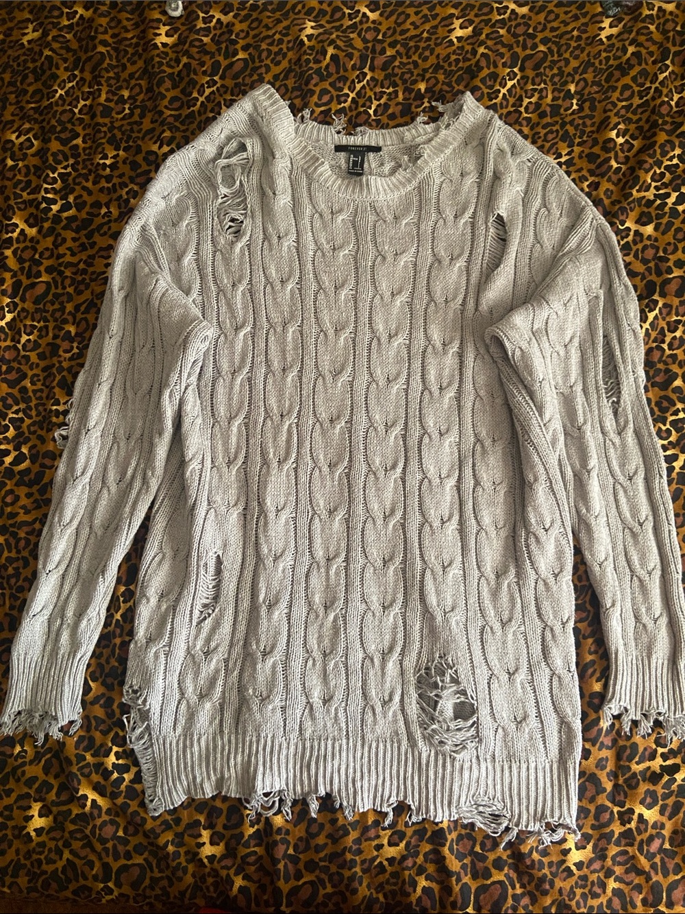 GET 4 $5.   Forever 21 Distressed Cable Knit Oversized Sweater/Dress